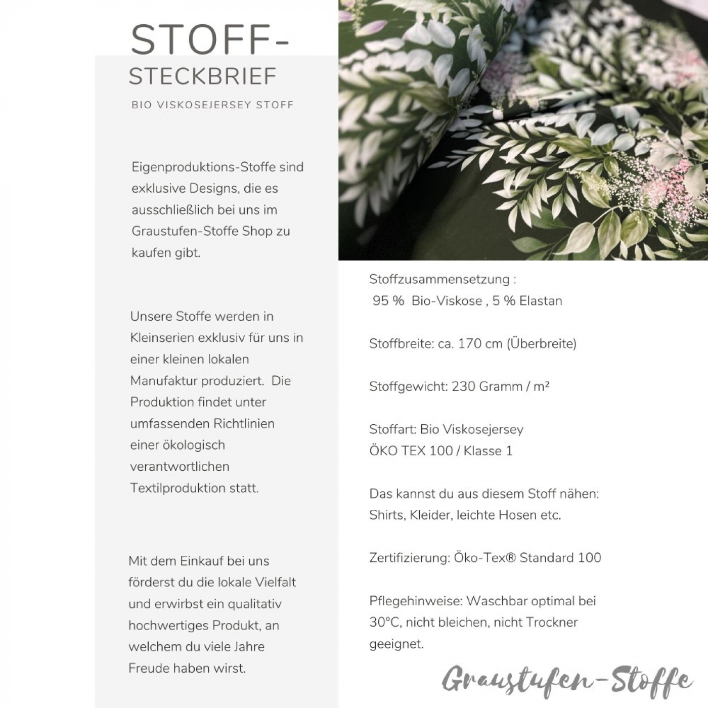 Wochenendaktion: Bio Viskosejersey mit Überbreite (Stoffbreite ca. 170 cm): Eigenproduktion Waldgeflüster (Bordüre) von Graustufen-Stoffe